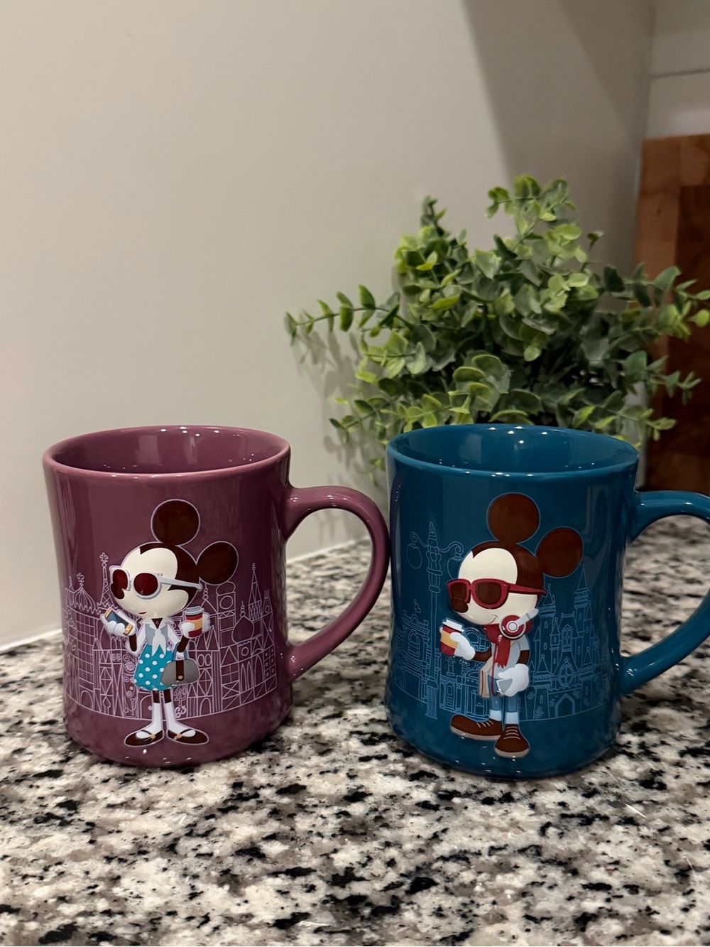 Disney Hipster Mickey and Minnie Mouse Coffee Mug Set